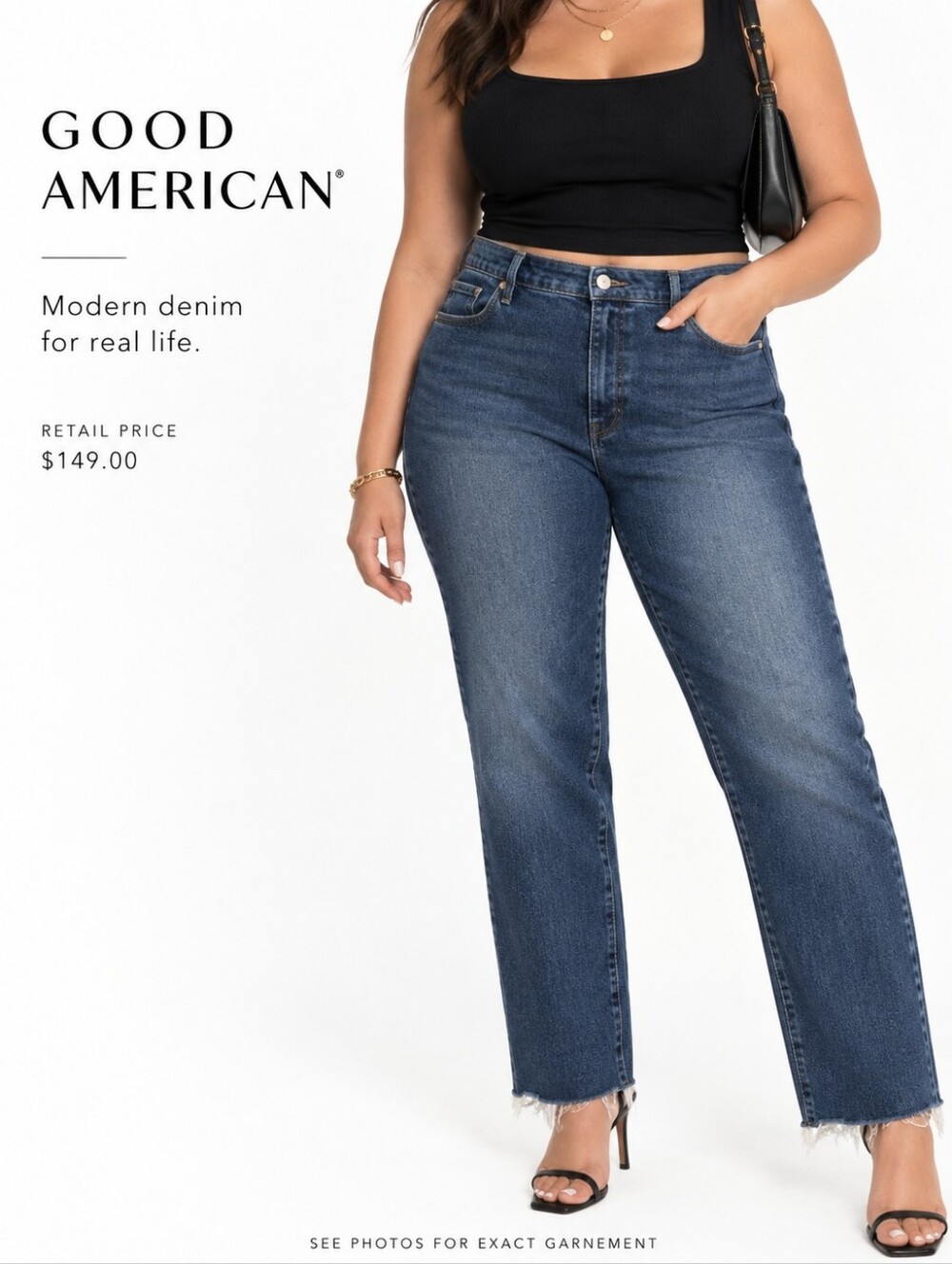 Good American Always Fits Good Legs Straight Leg Jeans Blue Waist 8